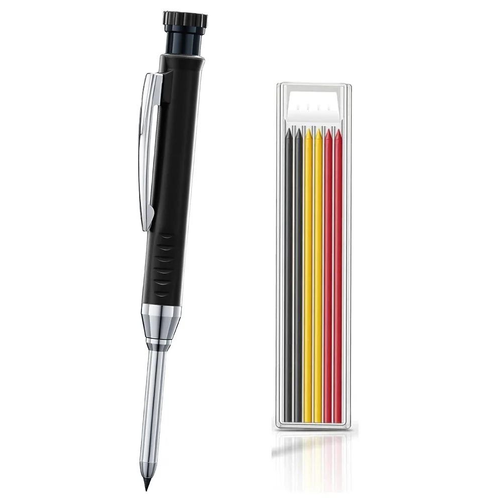 2.8mm Solid Carpenter Pencil Mechanical Pencil with Built-in Sharpener Carpentry Long Head Carpenter Pencil Stationery Supply