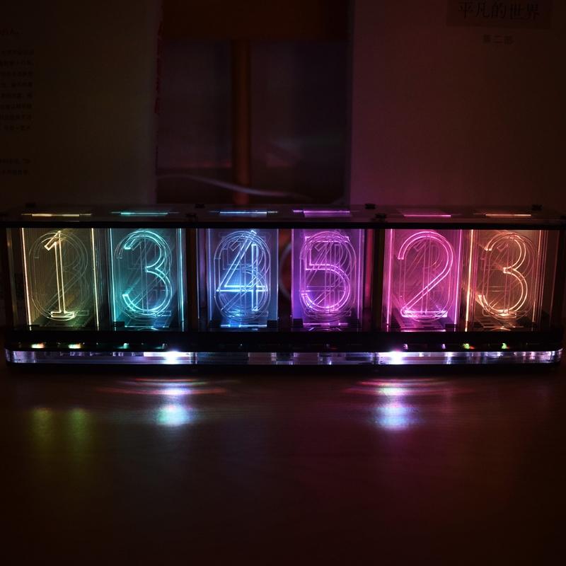 Imitate Full Color RGB Glow Tube Clock LED Music Spectrum DIY Kits Decoration Gift Night Light Atmosphere Light