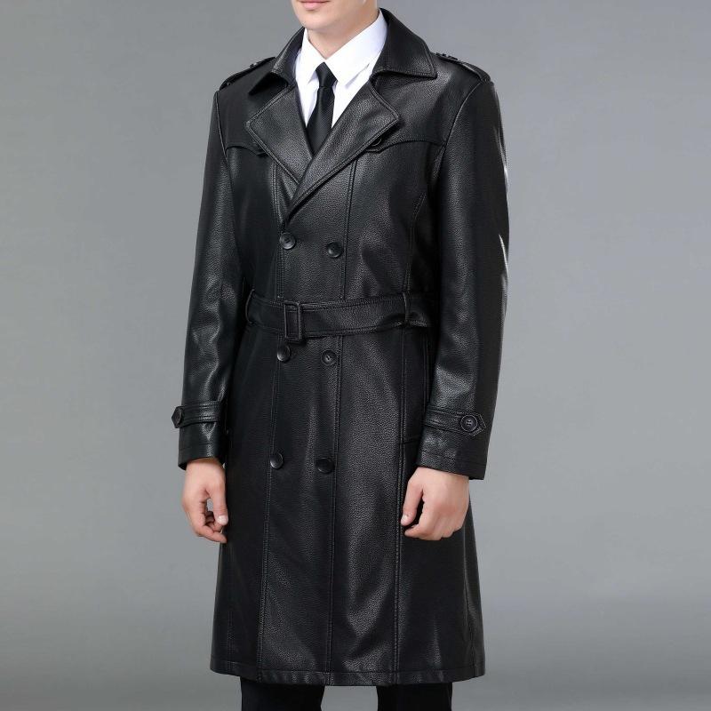 

Кожаное пальто мужское осенне-зимнее плюс бархатная длинная куртка-ветровка из овчины длиной до колена кожаное пальто для мужчин среднего возраста 195