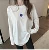 Women's Winter Velvet Layered Embroidered White Top - Korean Style Loose Fit