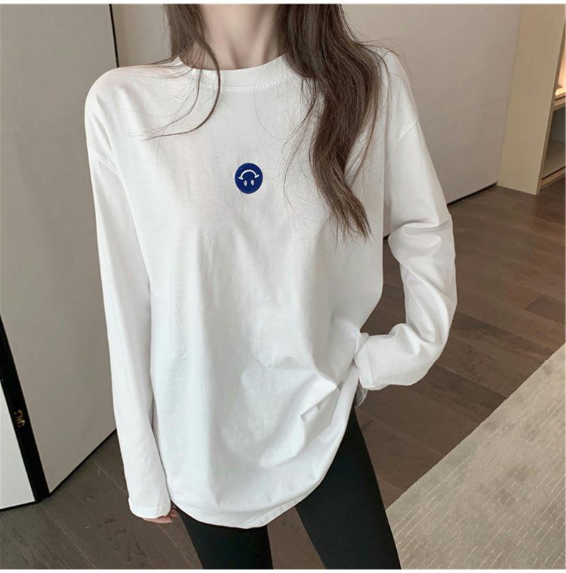 Women's Winter Velvet Layered Embroidered White Top - Korean Style Loose Fit