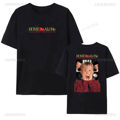 Weihnachtsfilm Kevin – Allein zu Haus Damen Grafik T-Shirt Kevin T-Shirt Hohe Qualität Baumwolle Locker T-Shirts Oberteile Vintage Gewaschen Herren T-Shirt