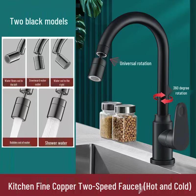 Yuzhu Xuntong Black Wall-Mounted Kitchen Faucet
