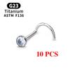 1/10PCS ASTM F136 G23 Titanium Piercing Nose Stud 20G L-Shape Nariz Studs With Zircon 2-3mm Nose Rings Nostril Piercing Jewelry