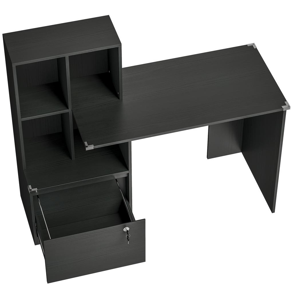 Computer Desk with Bookshelf 4 Compartments and Lockable Drawer Dressing Table (only with 1pc Computer Desk)