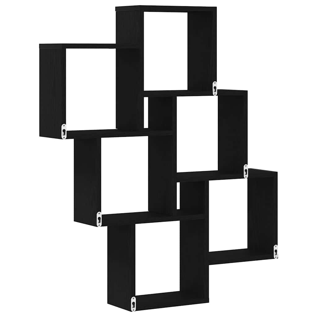 Wall Mounted Shelf in Black Oak Effect 78 x 15 x 93 cm Engineered Wood
