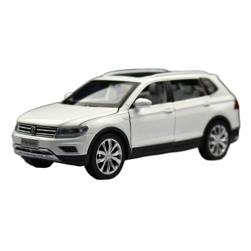 1/32 Volkswagen Tiguan L SUV Toy Car Model Diecast Alloy Miniature Pull Back Sound & Light Collection Gift for Children Boys Kid