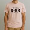 Born In 1988 T-Shirt: Funny Birthday Soft Cotton Shirt with Custom Date - Gift Tee for Men or Women - All Original Parts - S74