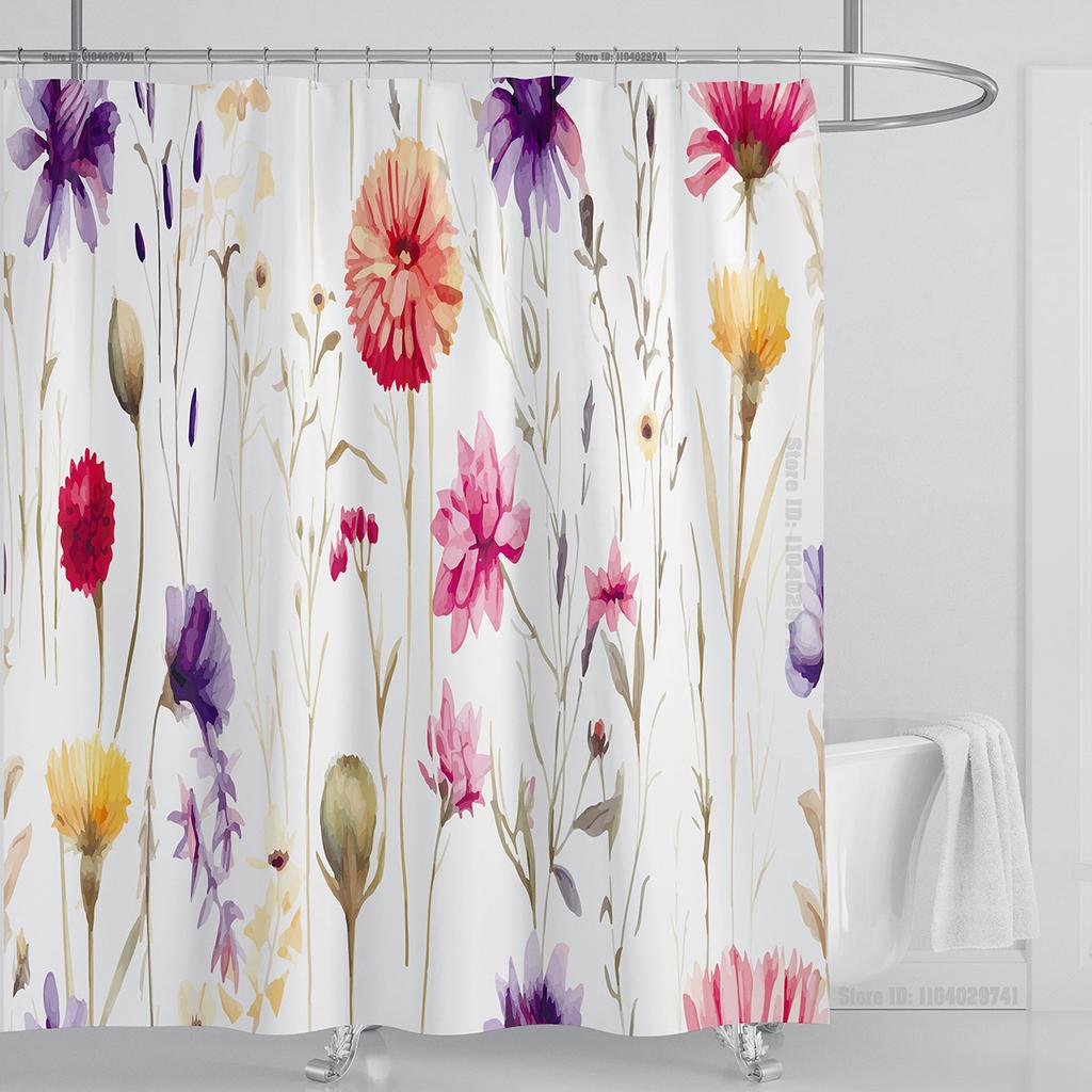 Chinese Style Flower and Birds Tree Shower Curtains Crane Pattern Bath Curtain Waterproof Bathroom Decor With Hooks 3d Printing