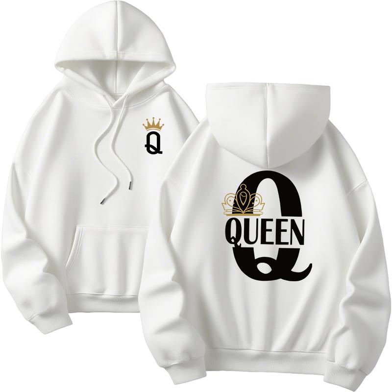 Arrival Couples Sweatshirts Classic Queen King Print Pullover Woman Man Home Outdoor Comfort Warm Loose Casual Hoodies