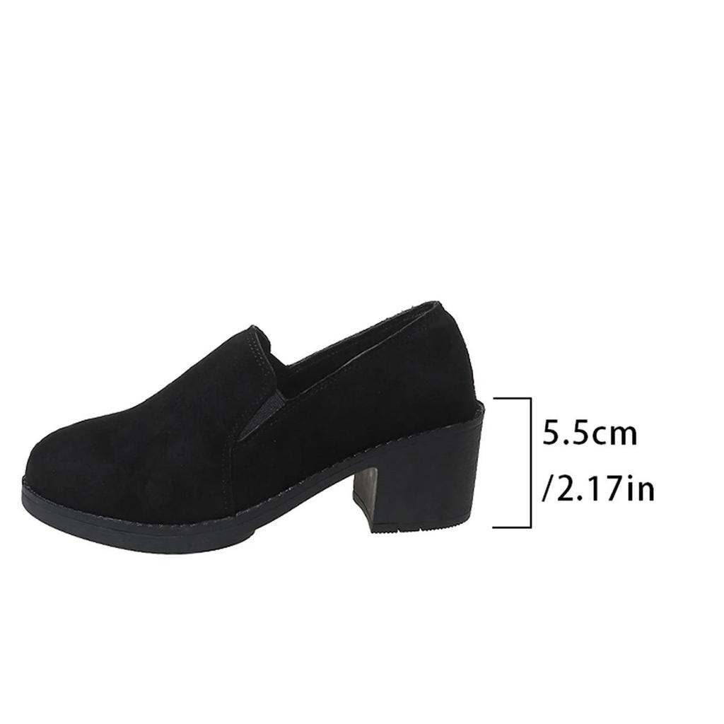 Zapatos de Mujer 2025 Otoño Nuevos Retro Tacón Cuadrado Negro Zapatos de Caña Baja para Mujer Casual Antideslizantes Zapatos de Salón Damas Zapatos De Mujer