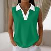 Women's Casual Color Block Knit Sleeveless Collar Tank Top