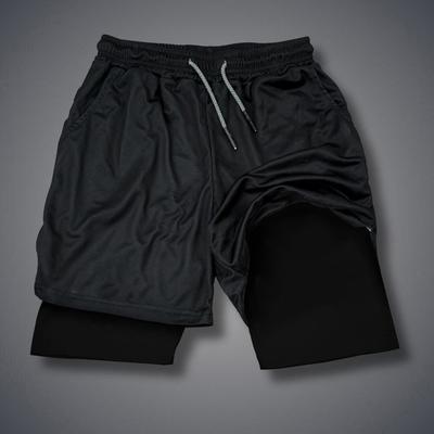 Sommer Herren Minimalistische Doppelschicht-Strandshorts Fitness-Trainingsshorts