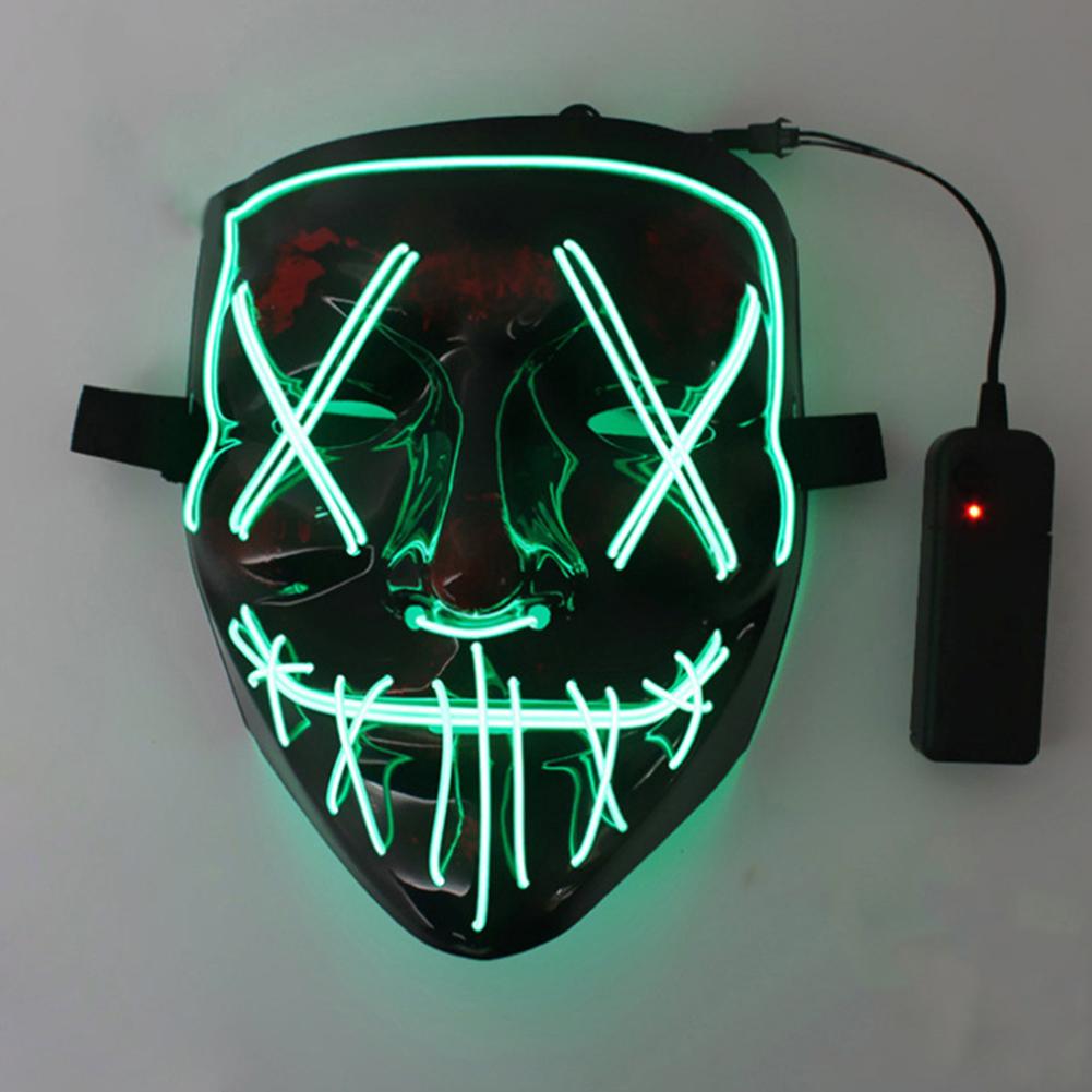 Wireless Halloween Neon LED Purge Mask Masque Masquerade Party Masks Light Grow In The Dark Horror Mask Glowing Masker