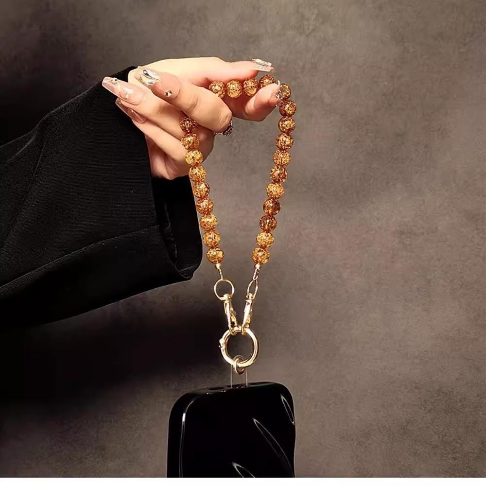 Amber Cracked Beaded Phone Chain High-end Handmade Beaded Short Strap Bag Pendant Wholesale