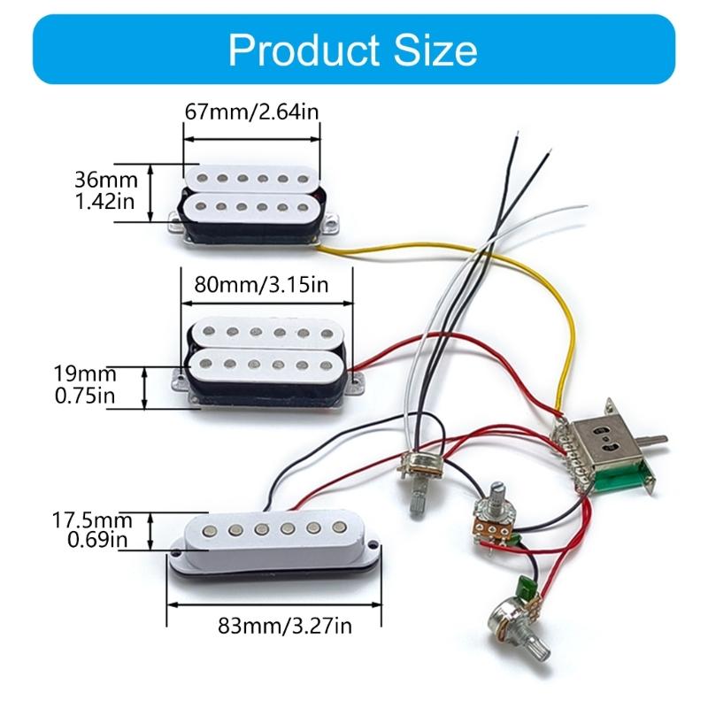 2 Tone 1 Volumes 5 Way Switch Electric Guitar Replacement Part Set Single Coil Pickups with Prewired Wiring Harness Set