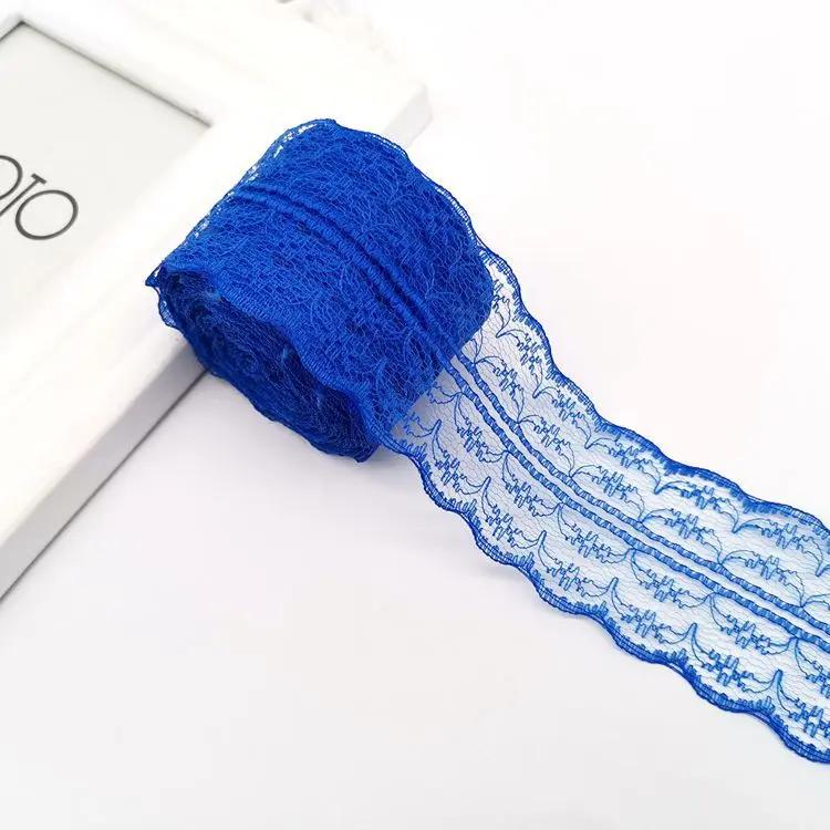 10Meters/Roll 4.5CM Red Black Blue Embroidery Lace Ribbon DIY Apparel Sewing Fabric Wedding Christmas Halloween Gift Decoration