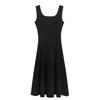 Back Invisible Zipper Hepburn Style Summer Women's Temperament Square Collar Small Sleeveless Black Dress