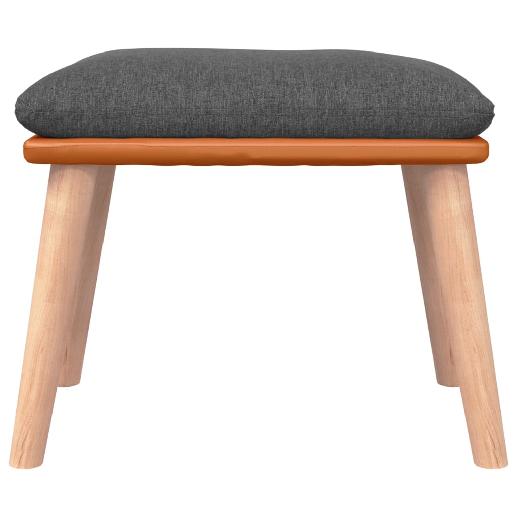 Footstool Dark Gray 45 X 29.5 X 35 Cm Fabric and Faux Leather