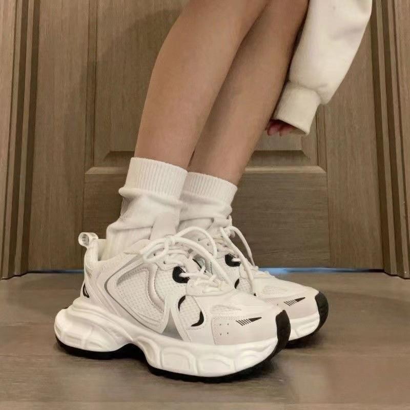 Daddy Shoes Women's Spring and Autumn New Women's Mesh Breathable White Casual Sports Women's Shoes