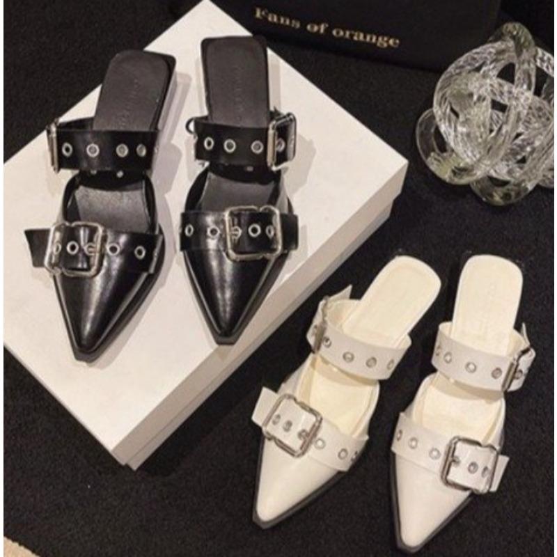 New Style Popular Women Sandals Shoes Pointed Toe Spring Shallow Footwear Slingbacks Ladies Sandals Flats Shoes Big Size