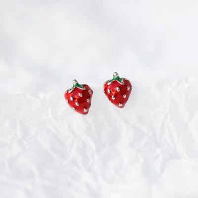 Cercei pentru tot corpul, cercei coreeni versatili, simpli, mici și drăguți, cercei cu fructe de căpșuni roșii