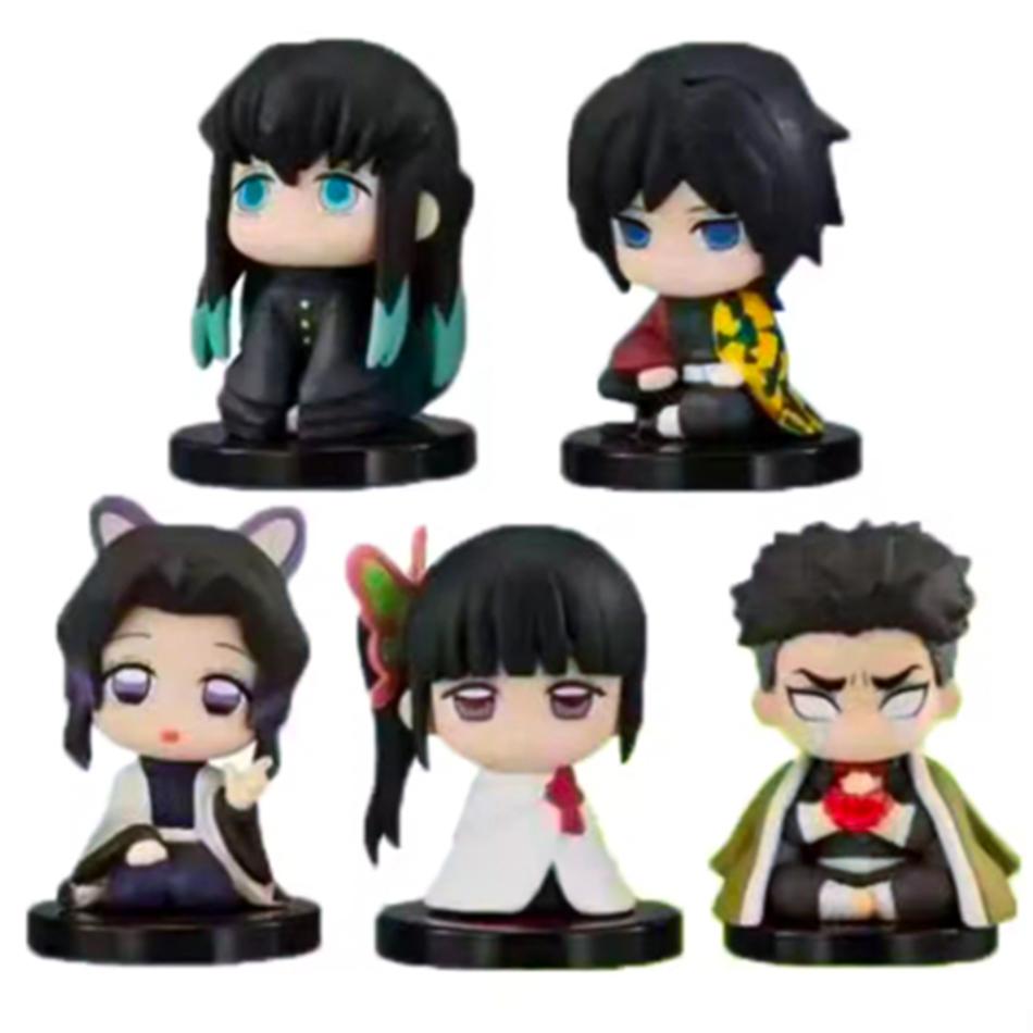 5P Q Version Demon Slayer Sitting Ghost Doll Tanjiro Nidouzi Inosuke Zenizu Figure Action Figure Movie Model Toys Doll Gift PVC