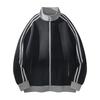Retro College Style Cardigan Sports Style Loose Hoodie Casual Color Jacket Stand Collar Striped Jacket