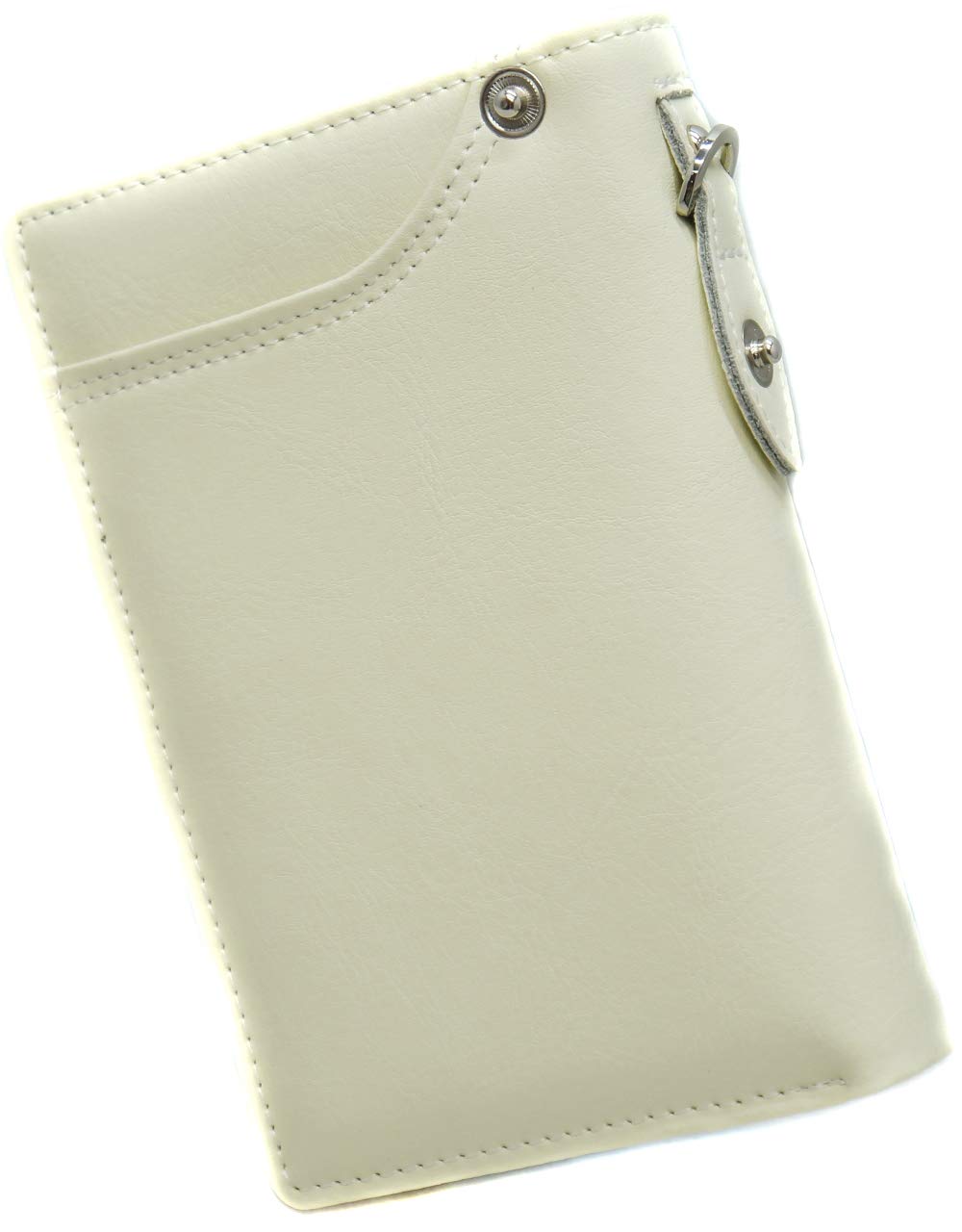 

White wallet for men and women, made of genuine cowhide leather. Available in bifold, short, and mini sizes. Features include a coin purse, large