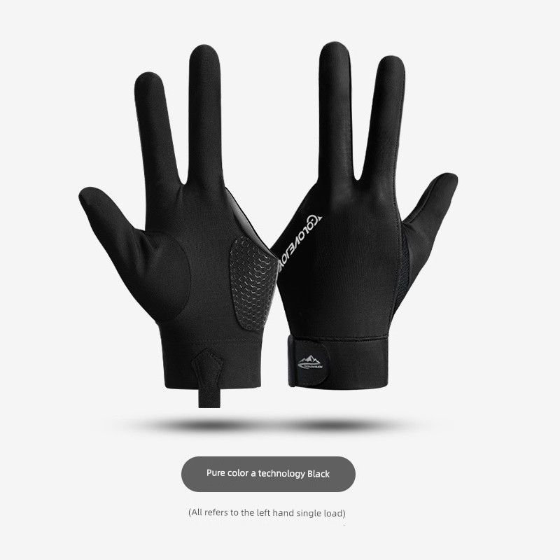 

Non-Printed Snooker Table Tennis Open Finger Touch Screen Billiard Gloves Breathable, Wear-Resistant and Non-Slip Lightweight Gloves Single Pack Black (left single)