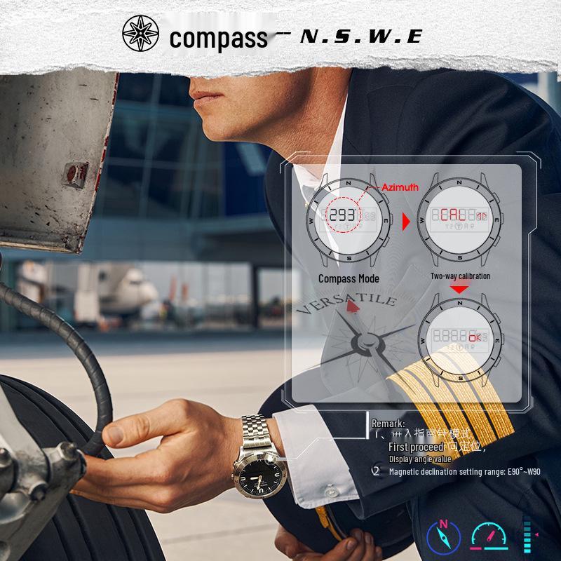 Multifunctional Outdoor Sport Smartwatch: Waterproof, Altimeter, Barometer, Compass, Stopwatch, Alarm