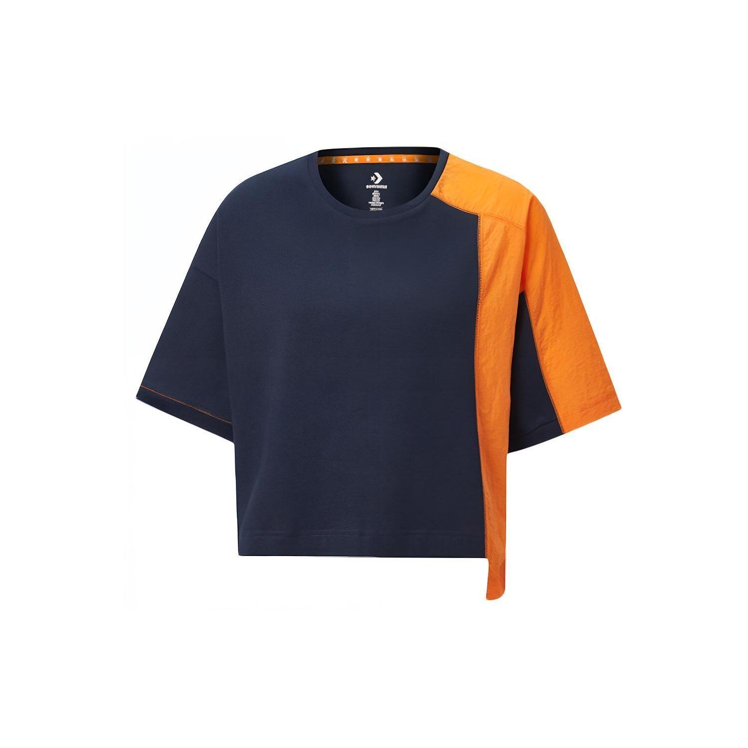 (WMNS) Converse Capsule Series Splicing Contrasting Colors Round Neck Short Sleeve Blue Women s 10020990-467 XS