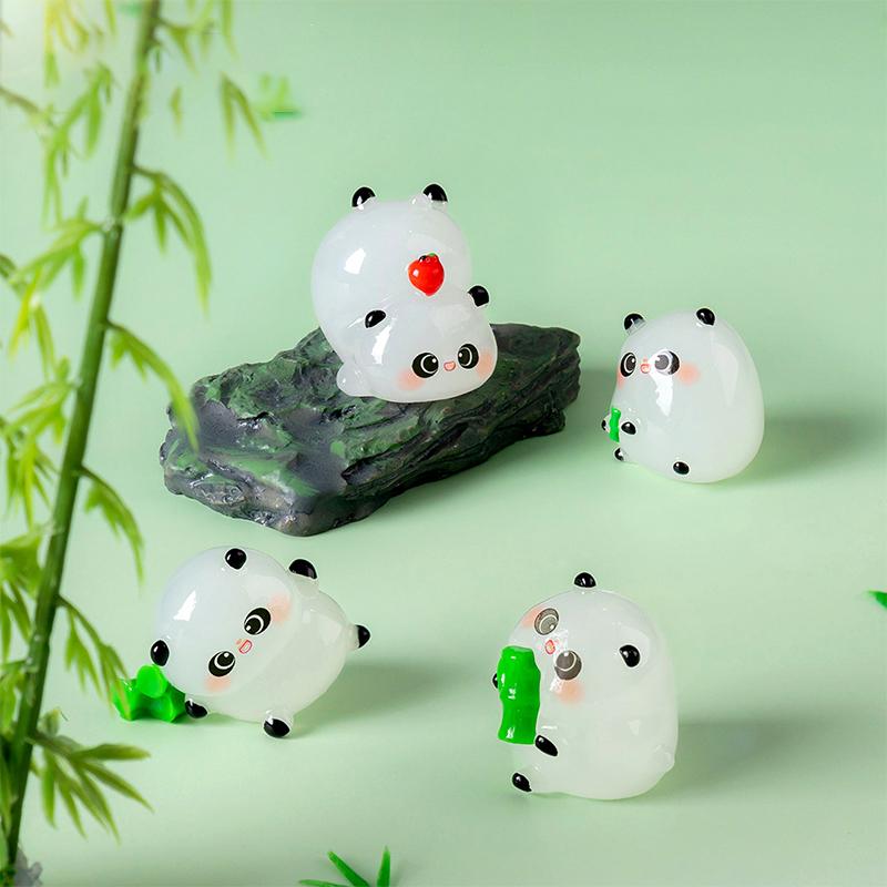 Miniatures Figurines Cute Panda Landscape Ornaments Diy Home Decorations Kawaii Animal Desktop Small Ornaments Accessories