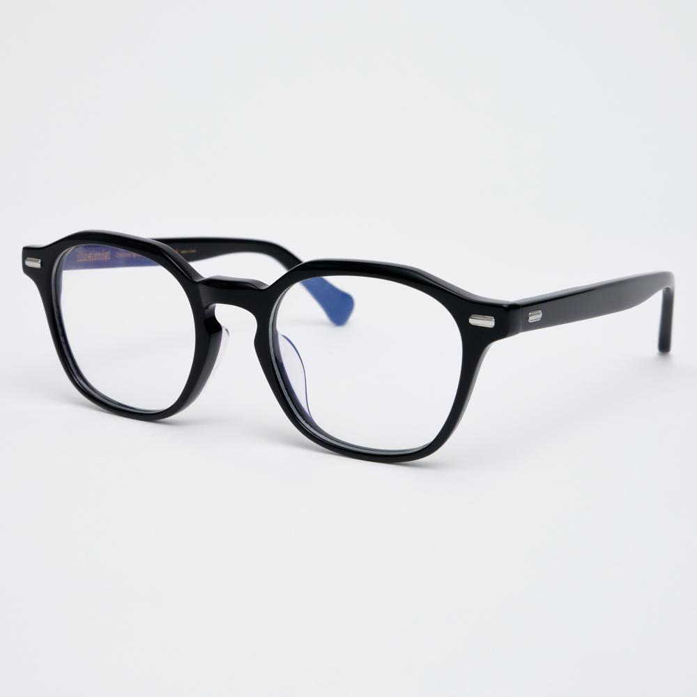 Alloaiweeo [Illusionist] Oversized French Square Horn-Rimmed Black Eyeglass Frame Il7410 0909G Blue Light Lens Selection