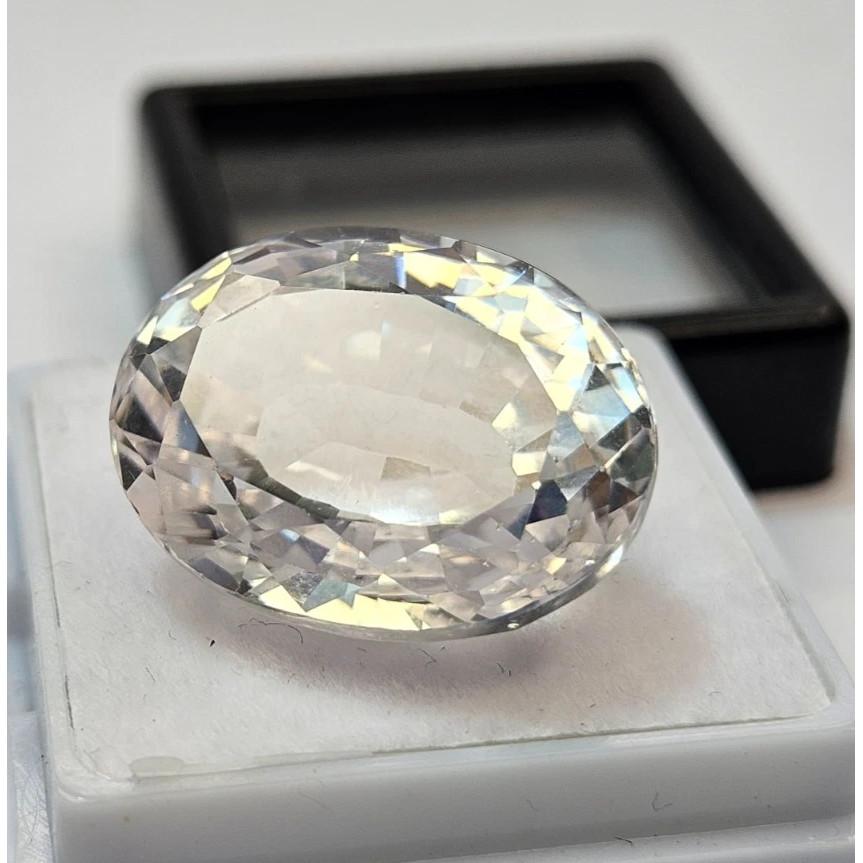 27-28 Ct Shine White Color Sapphire Oval Cut Beautiful Certified Loose Gemstone