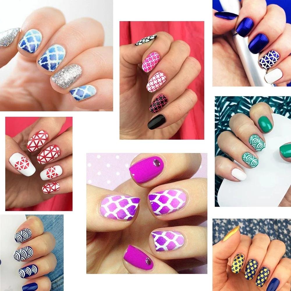 Nail Art Stencils Vinyl Stickers Heart Star Fish Design Easy Application Nail Decoration Guide Template