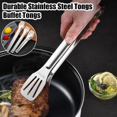 Pinças para servir Pinças para alimentos de aço inoxidável Pinças para cozinha resistentes ao calor Pinças para churrasco de buffet fáceis de limpar Utensílios de cozinha