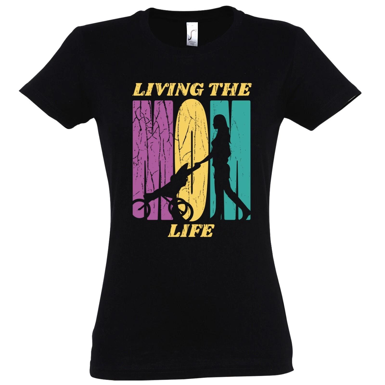 Ladies Living The Mom Life kids boys T-Shirt Funny Saying Logo Fun Family Mother Kids 160