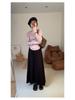 Korean Style High Waist Knitted A-Line Midi Skirt for Women