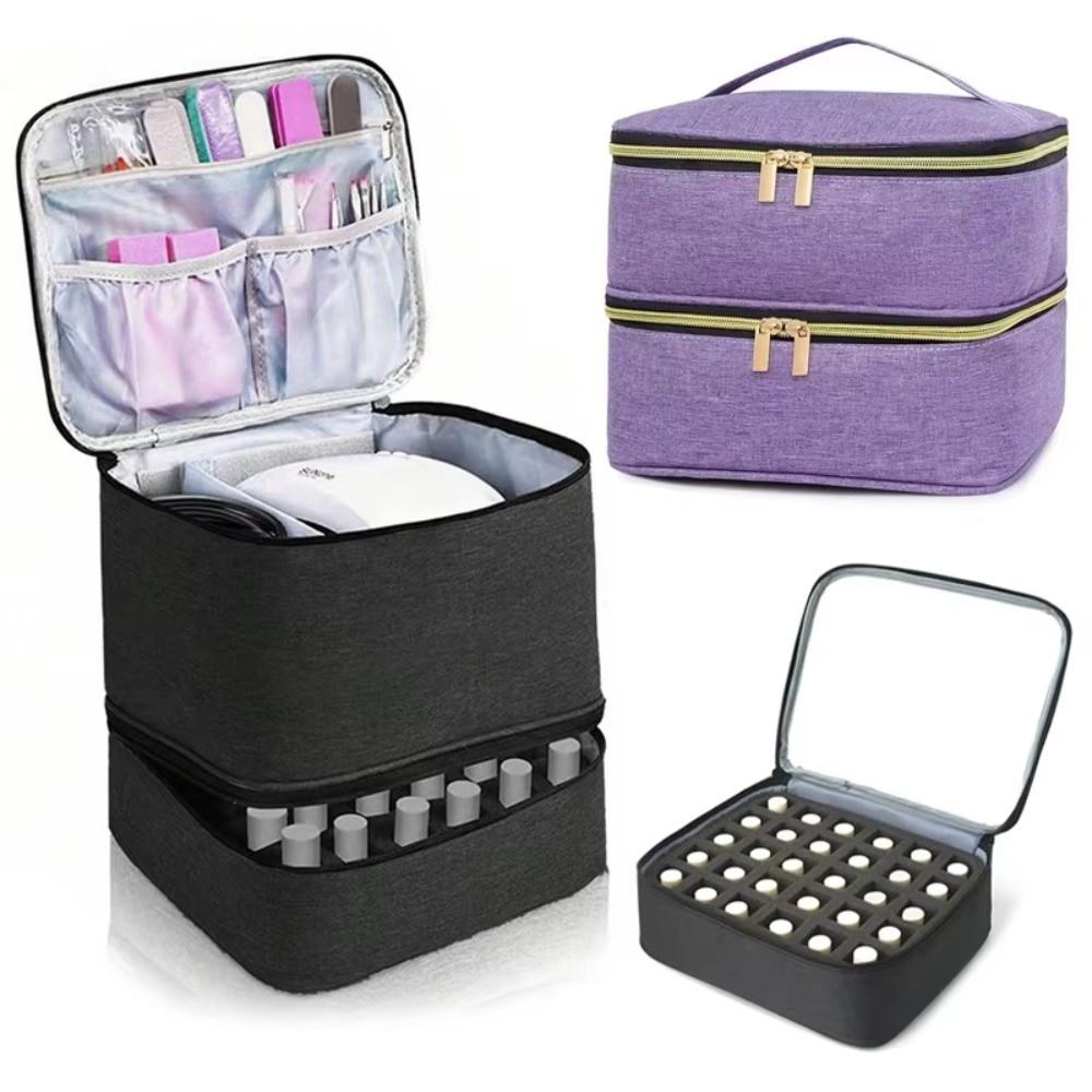 Double Nail Polish Organizer Portable Tote Cosmetic Organizer Gifts Nail Polish Storage Bag