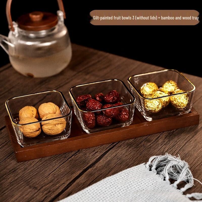 

Nordic Style Glass Fruit Plate with Bamboo Tray