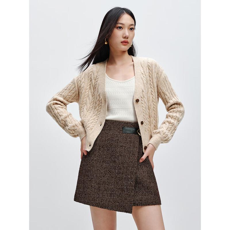 PEACEBIRD Women's Soft Cable Knit V-Neck Cardigan