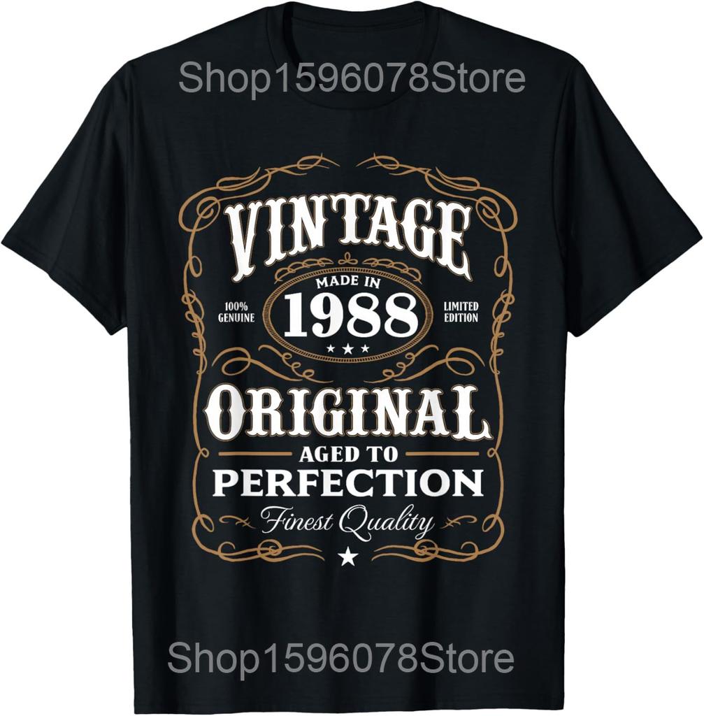 Vintage Made In 1988 Birthday Gift T Shirts Men Pure Cotton Humor Streetwear Tee Shirt Short Sleeve Unisex Loose Clothing
