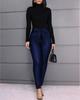 Solid Color PU Leather Pants Casual Sexy Skinny Pants Trousers with Belt