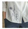 2024 Artistic Retro Floral Embroidered Cotton Linen Long Sleeve Shirt for Women - Loose Fit for Spring & Autumn