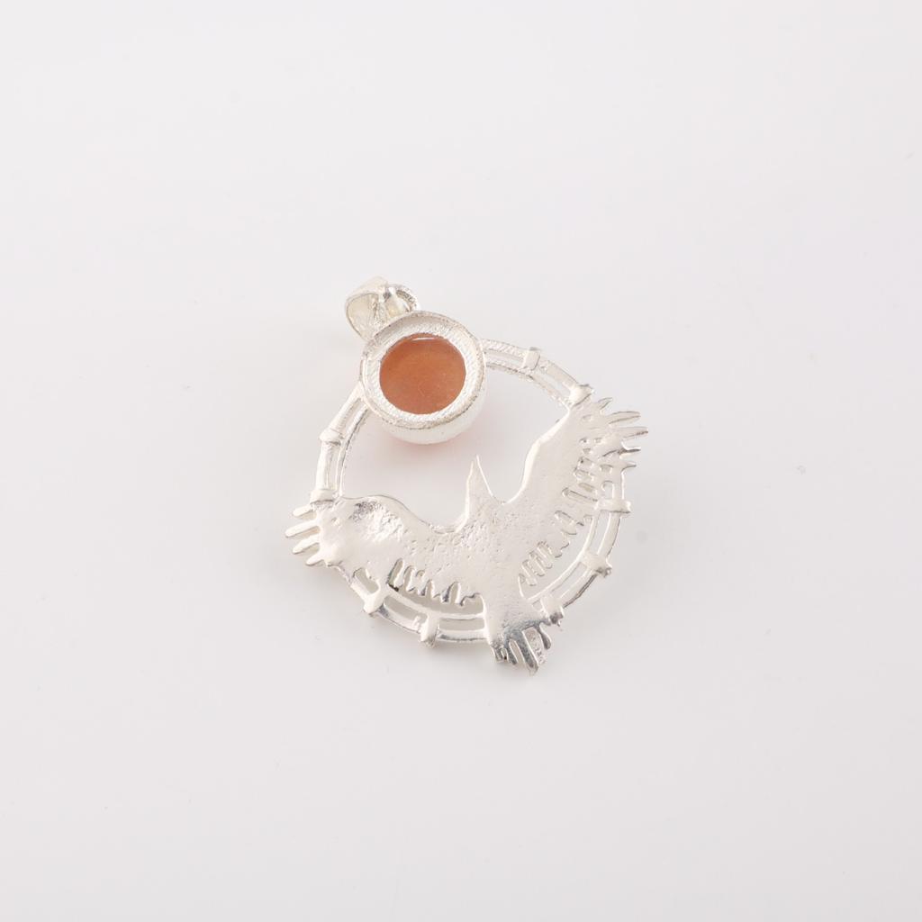 Natural Peach Moonstone Gemstone 925 Sterling Silver Women Jewelry Pendant1.43" CP-38-30