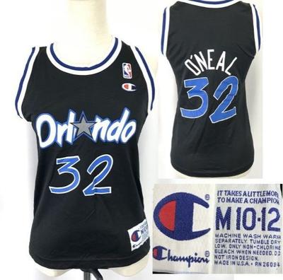 90s Champion Made In USA NBA Orlando Magic 32 Replica Uniform Tank Top Kids M 10-12 Black Basketball(USED)