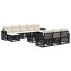 Garden Sofa Set 11 Pieces Black and Cream White Poly Rattan