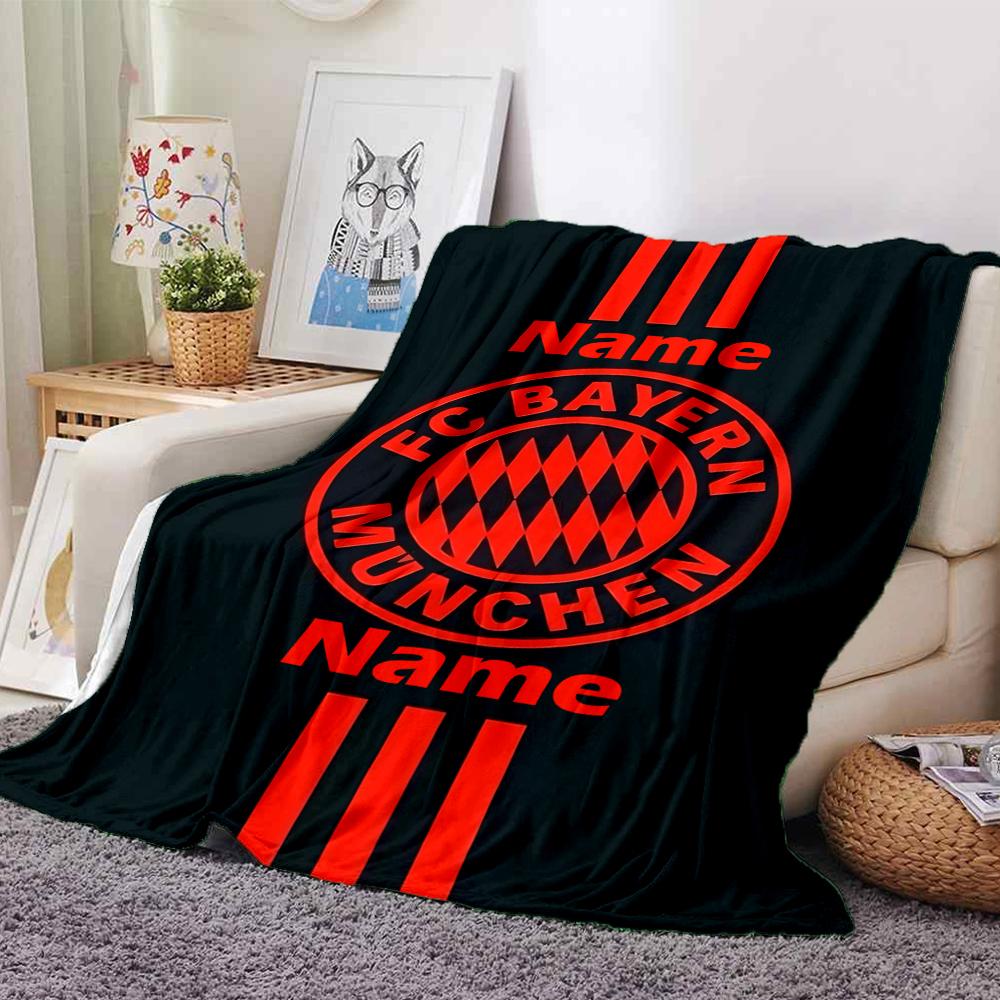 Couverture imprimée Thème FC Bayern München avec Nom Personnalisable - Parfaite pour le Canapé, le Lit, les Voyages et l'Extérieur | Lavable en Machine, Confortable & Durable.