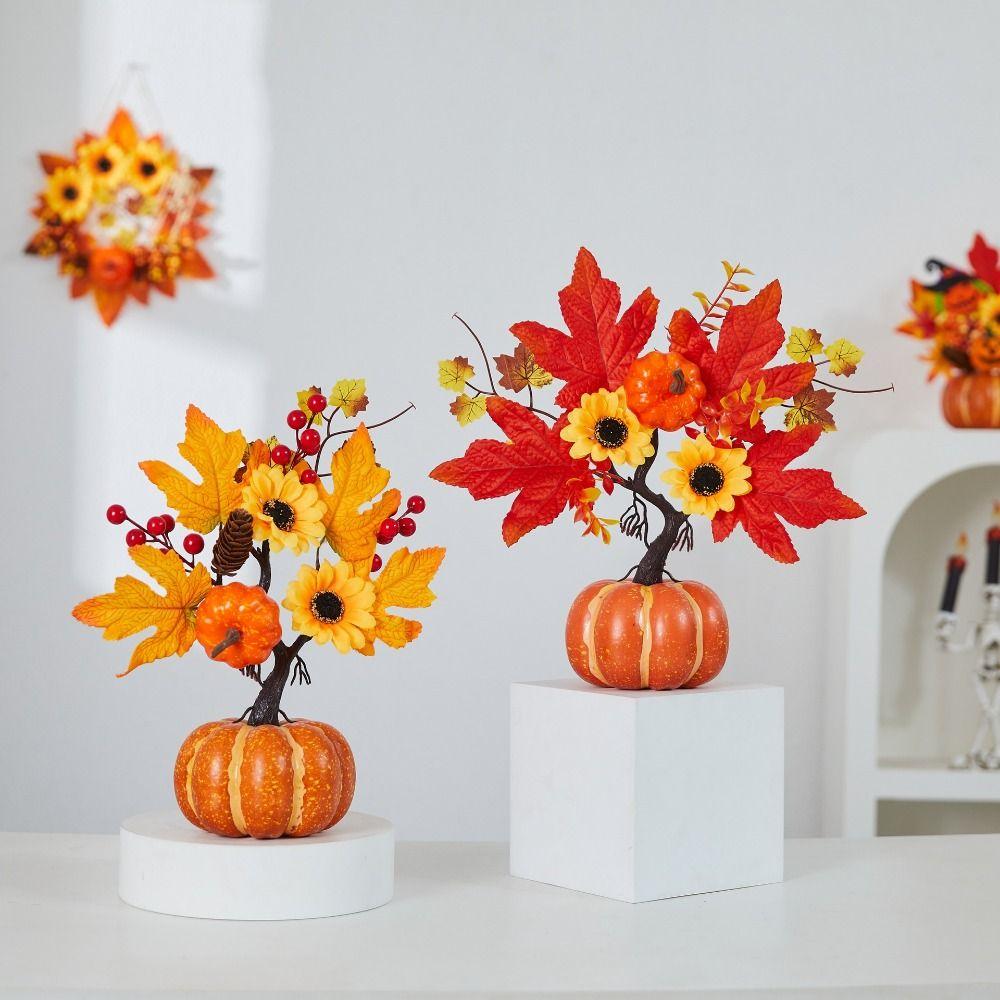 Simulated Flowers Halloween Table Decor Handmade Artificial Eucalyptus Leaves Vase  Home Decoration